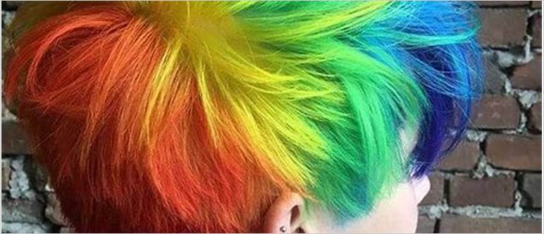 Rainbow colored short hair